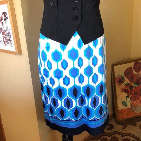 Vtg TALBOTS Size 12 Geometric Groovy Design Shapes Line Cotton Stretchy $108 NEW - Picture 2 of 14